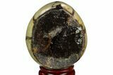 Septarian Dragon Egg Geode - Black Crystals #123035-1